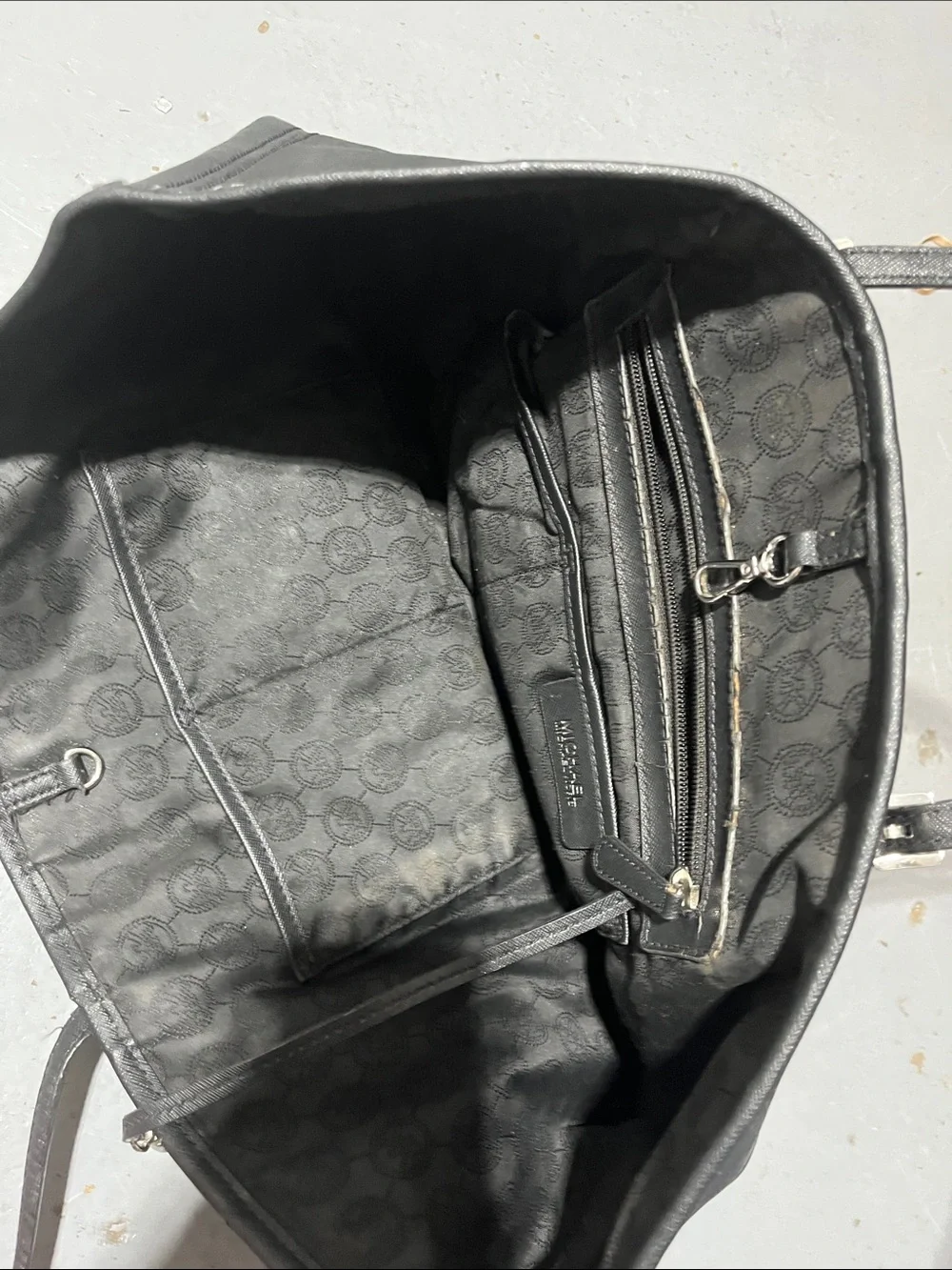 Michael Kors Black Studded Canvas Tote with MK Charm
